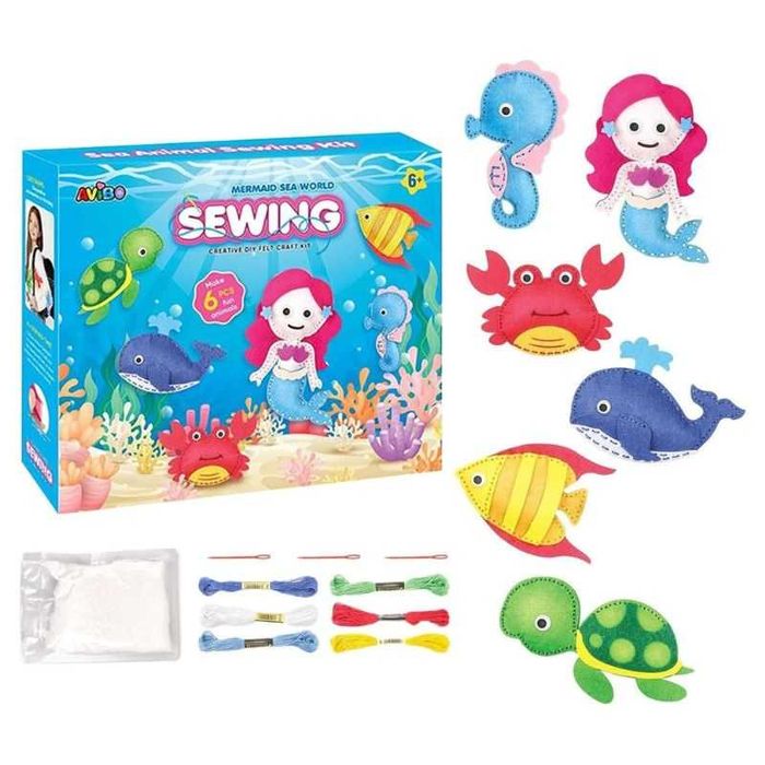 "Направи си сам" морски или приказни животни Mermaid Sea World, 6+, Креативна игра за шиене, комплект за занаяти