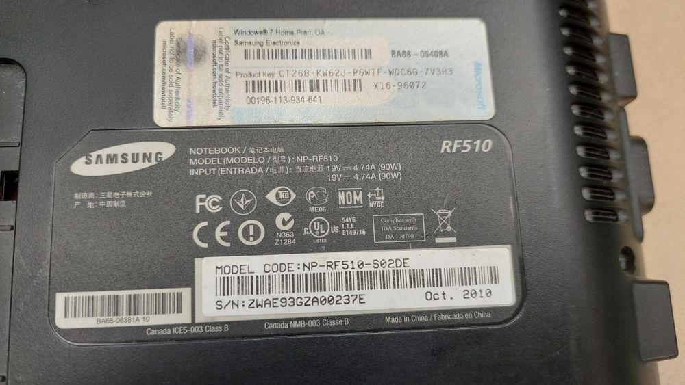 Placa de baza laptop Samsung RF510