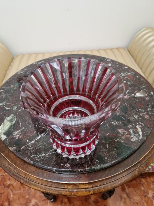 Уникална английска белгийска кристална ваза Val Saint Lambert