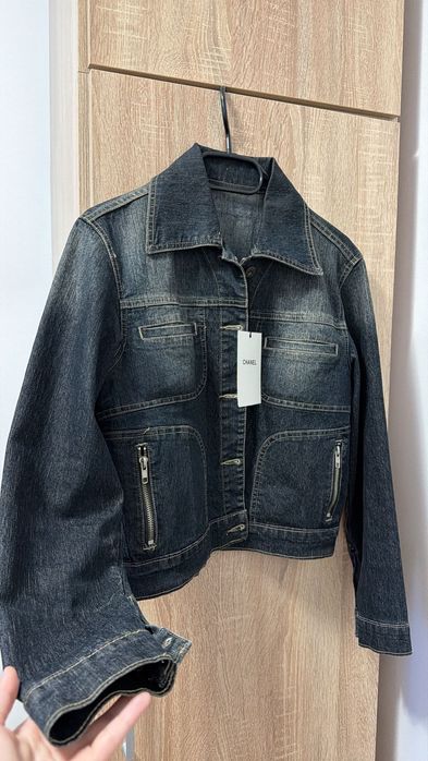 Jacheta denim Black efect prespalat CH anel