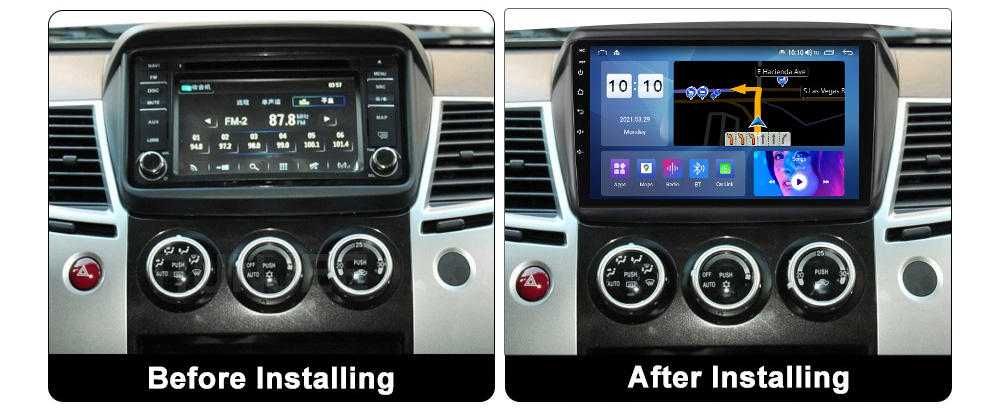 Navigatie Android 14 Mitsubishi L200 2008+ 1/8 Gb CarPlay Waze CAMERA