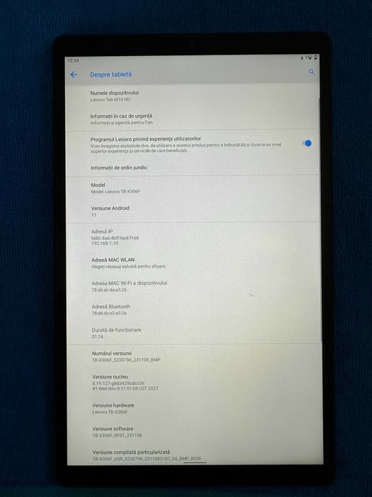 Vand tableta LEMOVO, TAB M10HD, stare foarte buna + incarcator !!