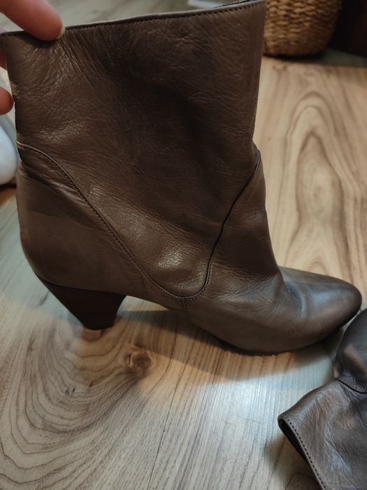 Botine gri piele naturala