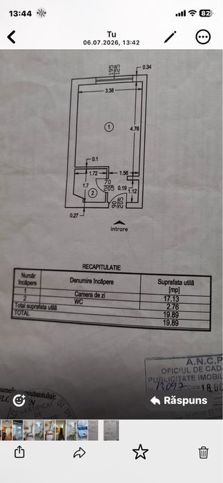 Vand Garsoniera Prundu Etaj 1 Mobilata Gaze Pret 27000€