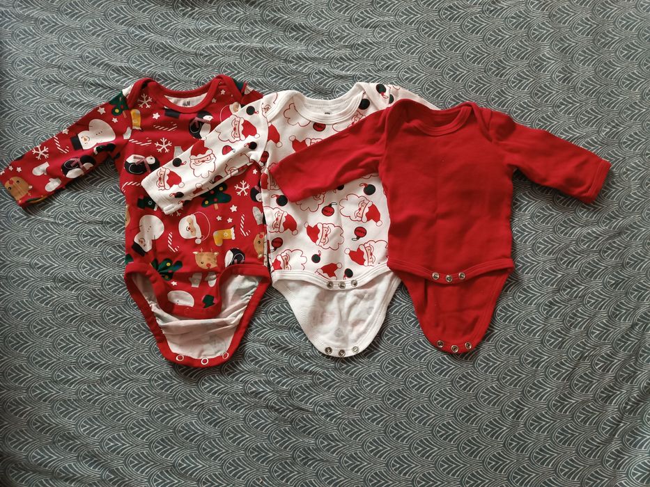 Set body 6 buc, cu maneca lunga,  nou-nascuti cu motive  de Craciun