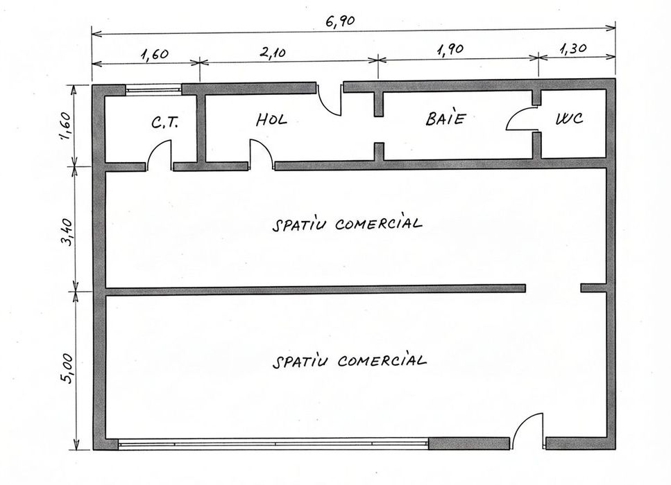 Spatiu comercial, 75 mp, vitrina, vad pietonal, strada Semaforului