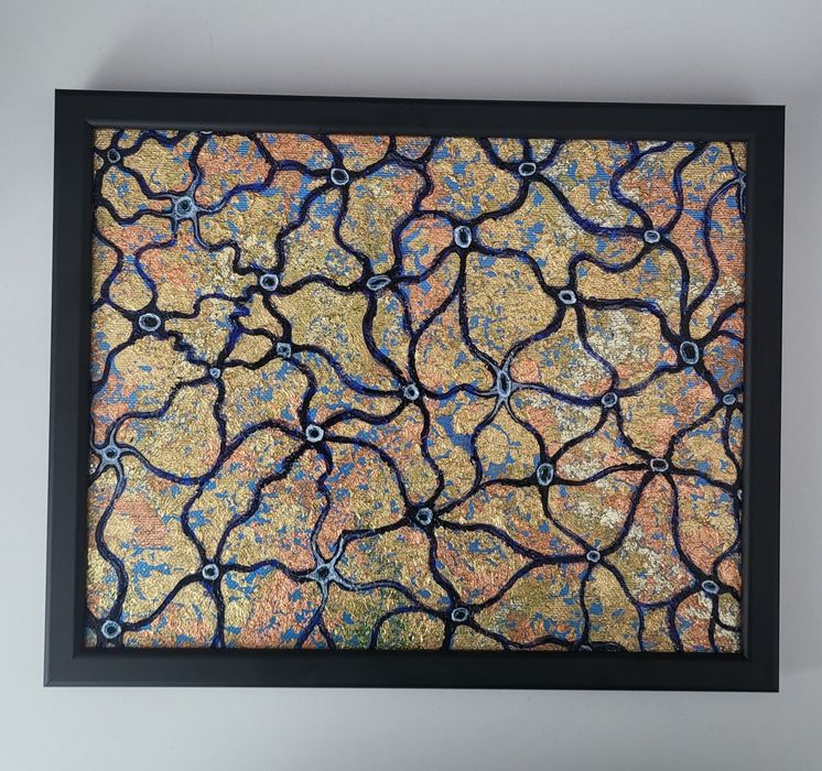 Tablou rețea neuronală pictat manual