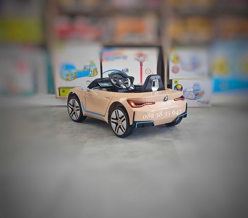 ТОП ЦЕНА!НОВО!Акумулаторна кола BMW i4 с 12V,кожена седалка,EVA ГУМИ