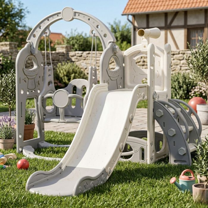 Детска пързалка с люлка 4 в 1 – за дома и двора, стабилна и безопасна конструкция