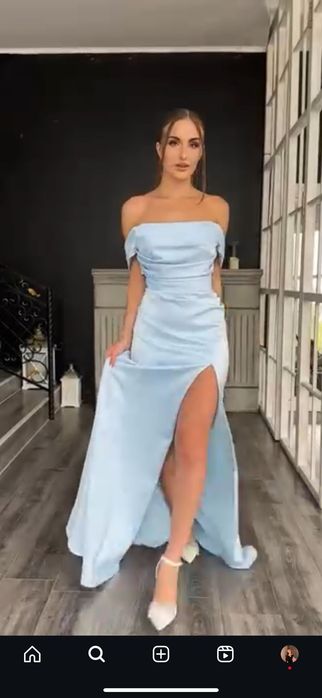 Вечернее платье нежно голубое одевали один раз