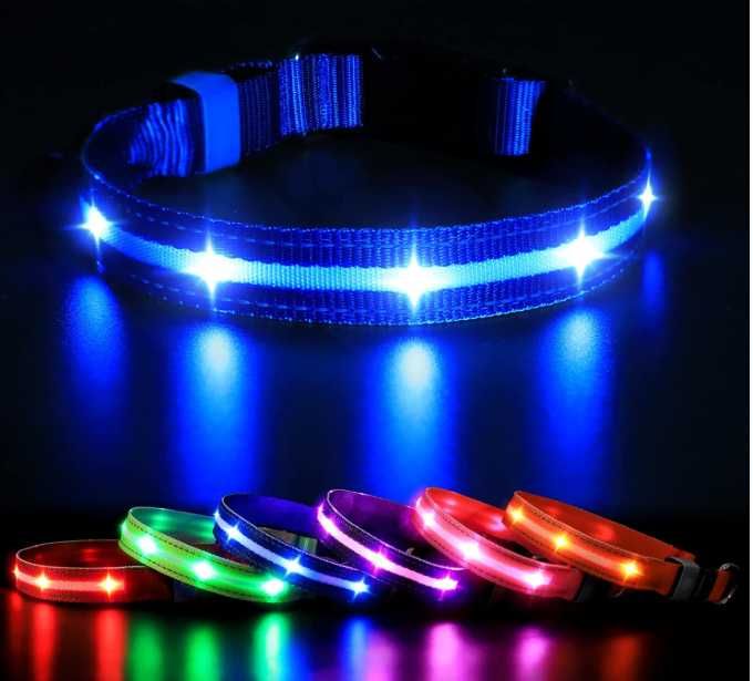 Zgardă luminosă pentru câini MASBRILL, reîncărcabilă și impermeabilă