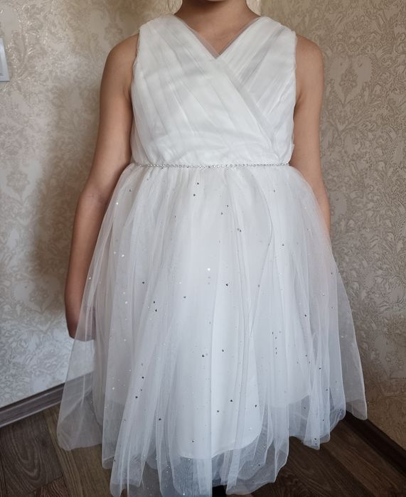 Детское платье белое и синие