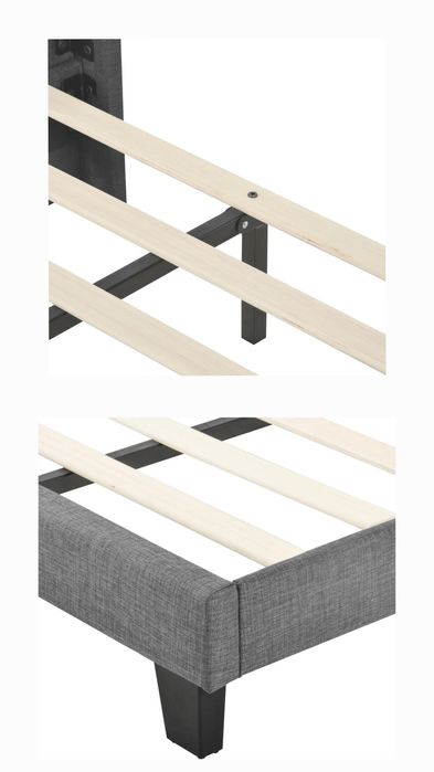 NOU Pat tapițat gri, 90/200cm