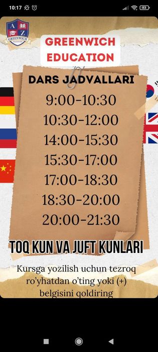 English  Русский язык  Deutsch  Xitoy tili  Turk tili