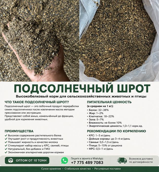 Подсолнечнный шрот 28-29% протеин