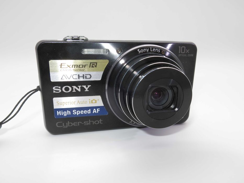 Sony Cyber Shot WX100 ултра компактен цифров фотоапара, дигитална камера в черен цвят, FULL-HD, 10x оптичен зум, 16MP, пълен комплект, работи отлично