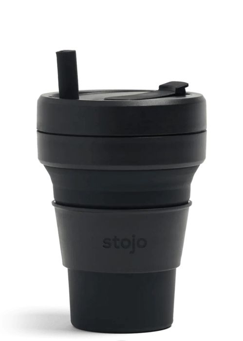 Нова сгъваема чаша Stojo (24 oz) от Платинен медицински LFGB Силикон – Черна