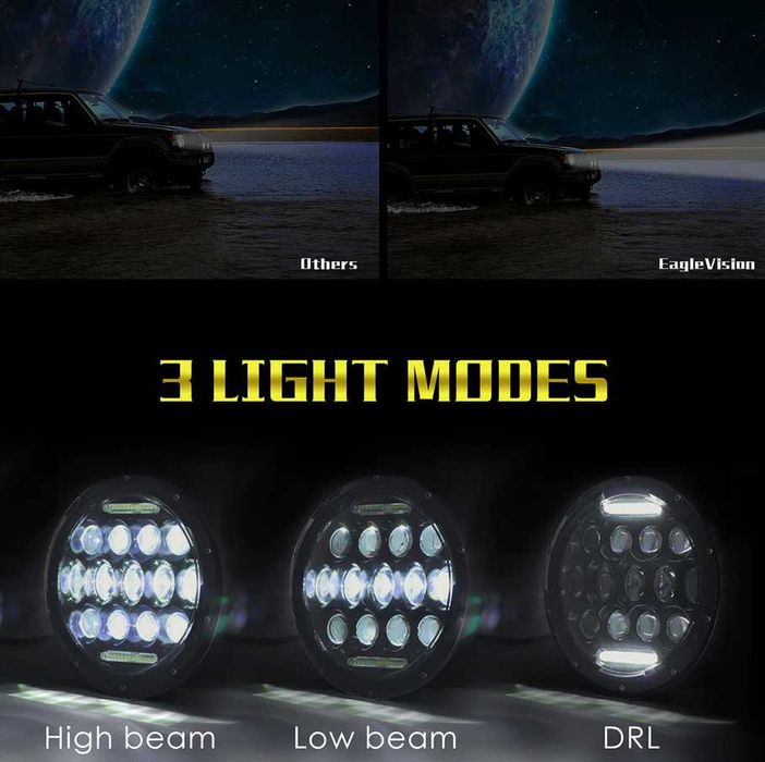 LED Фар за вграждане на джип 7инча 12V