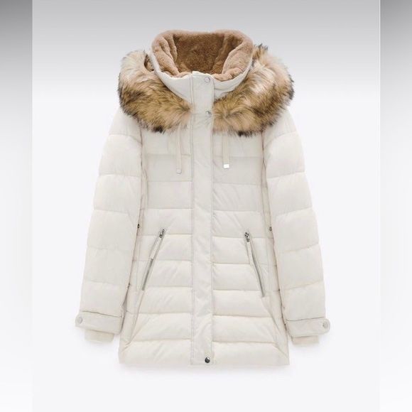 Zara зимно дебело яке екрю M