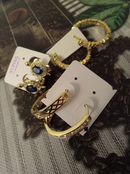 Cercei noi hipoalergenici placați cu aur