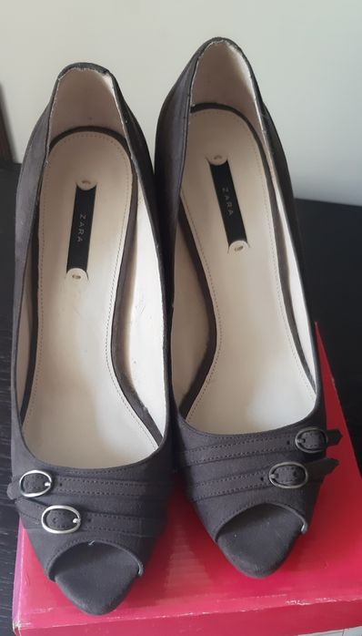 Pantofi dama Zara,noi,piele intoarsa maro 39