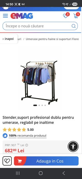 Stender metalic alb cu crom