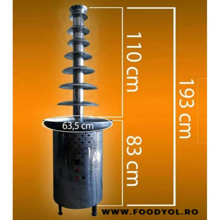 Fântână prof. de ciocolată + mobilier + sticlă securizată + iluminare