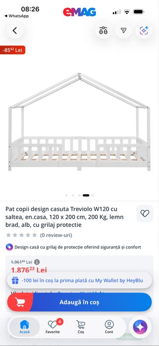 Pat copii design casuta