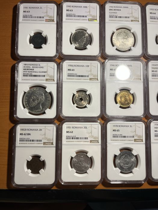 Moneda gradata , 5 lei 1880 Carol I , AU NGC