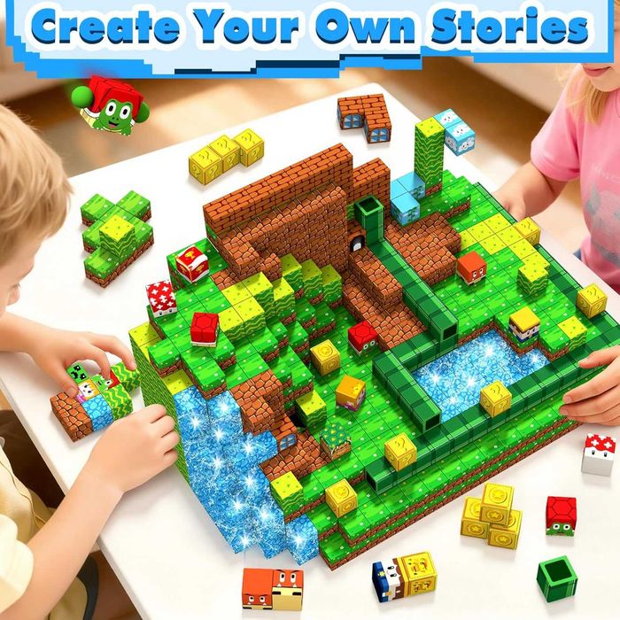 Магнитни строителни блокчета, сензорни играчки, 3+ години, 108 части