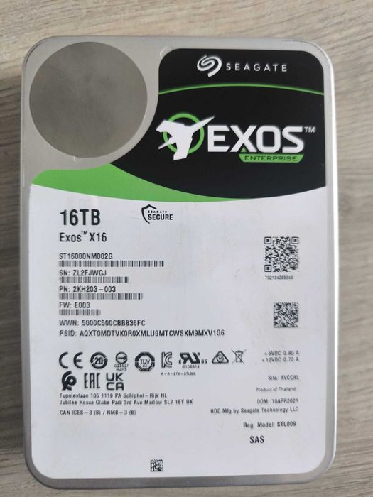 Hard Disk HDD Seagate enterprise exos x16 16TB - SAS