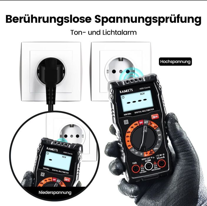 Multimetru digital KAIWEETS, masurare tensiune DC 200mV-600V!