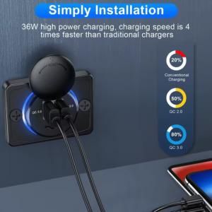 Зарядно Двойно USB устройство PD 3.0 12-24V QC 3.0