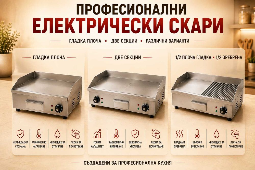 Професионална електрическа скара 3 вида