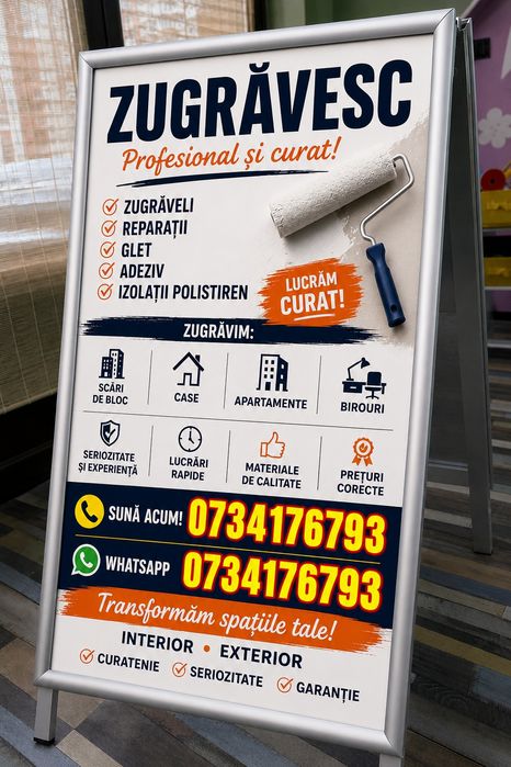 Ofer servicii de zugrăvit reparații glet