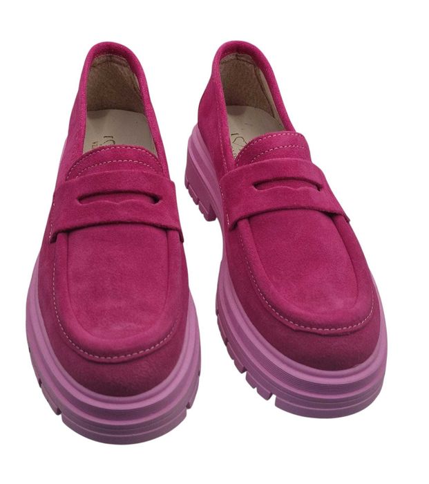 Mocasini dama fuchsia piele intoarsa, nr. 36, noi