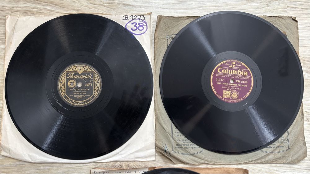 3 discuri shellac gramofon 10 inch: Columbia, Decca, Brunswick