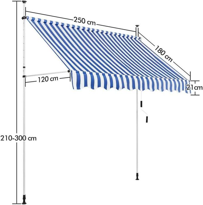 Copertina de balcon cu manivela retractabila, 250cm