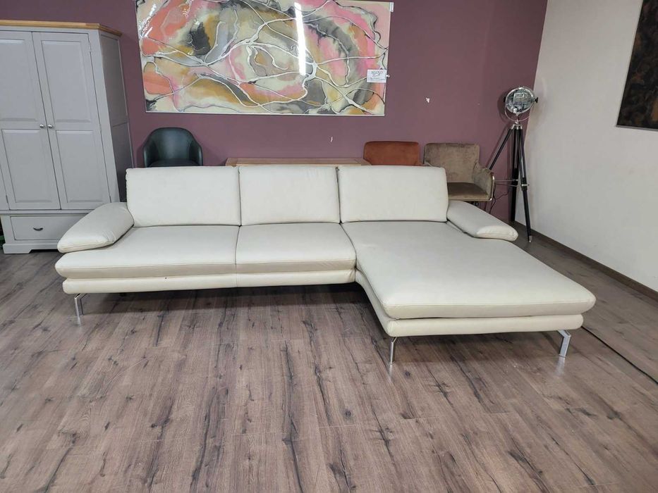 ПРОМОЦИЯ!!!Кремав кожен ъглов диван с ел. лежанка Dieter Knoll Arzona