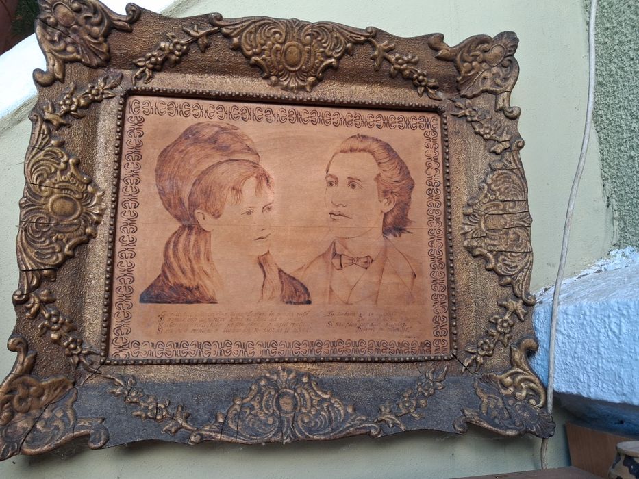 Vând tablou vechi cu Eminescu