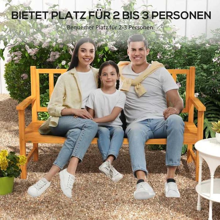 Outsunny Градинска дървена пейка, Сгъваема маса