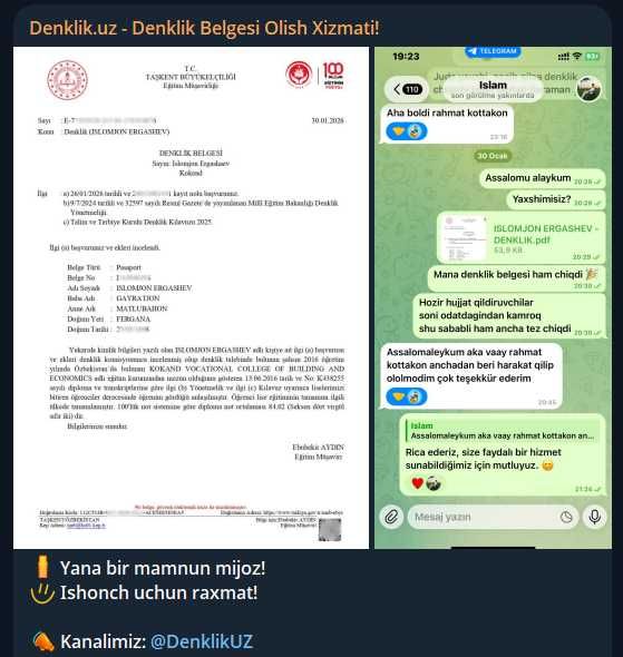 Denklik Belgesi‎ (Muvofiqlik sertifikati) Olish Xizmati! - Denklik.uz