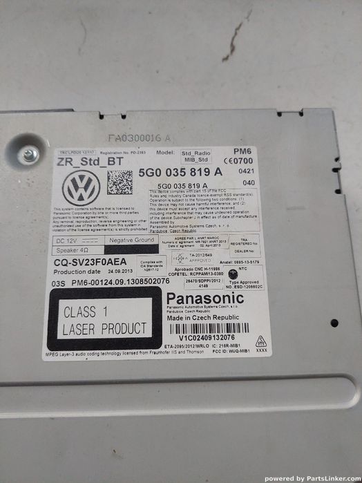 Magazie Cd Volkswagen Golf 7 (Ba5) [ 2013 - 2017 ] Oem 5G0035819A