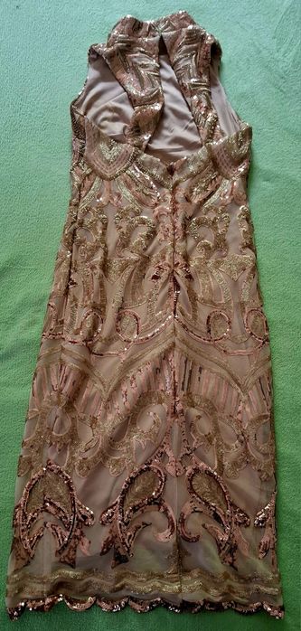 Rochie elegantă paiete/champagne – purtată o singură dată