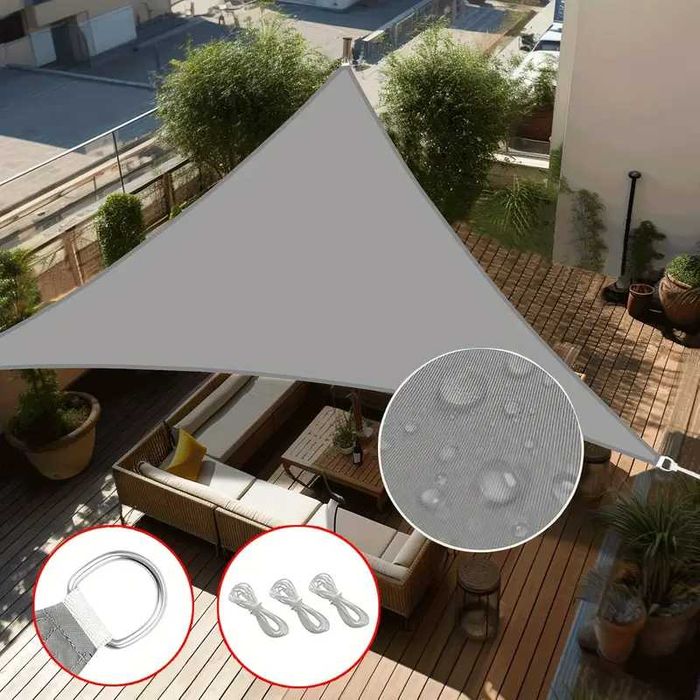 Водонепромокаема триъгълна Тента - сенник за градина или басейн 3х3х3