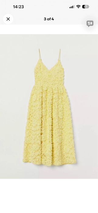 H&M Rochie midi cu flori aplicate 3D galben