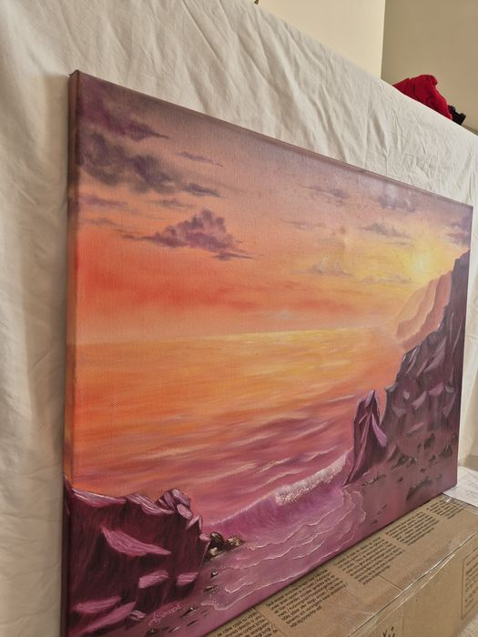 Tablou pictat in ulei, original, 50x70, Sunset in my mind