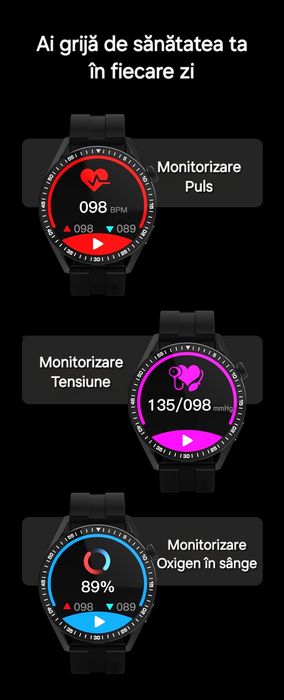 Smartwatch Bluetooth HD: apel/mesaje. Mod sport/fitness. Android&IOS.