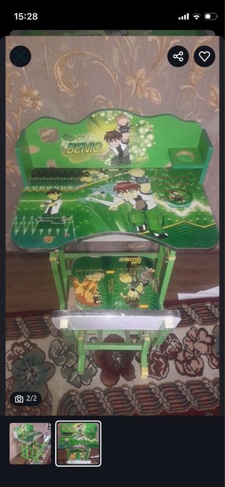 Детские парта цвет синий, без стула