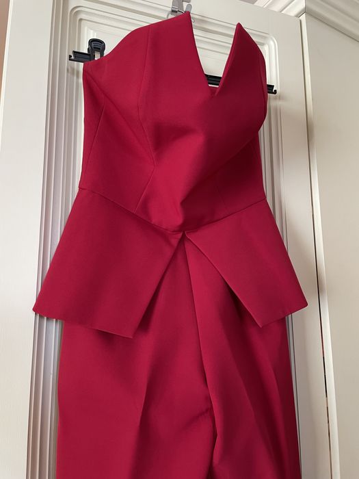 Salopeta TGH lunga, cu plepum in talie, rosie